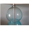 Image 5 : Qty 2 Blue Glass Bubble Lamps & White Shade 12"D x 30"H