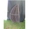 Image 8 : Synthetic Rattan Tear Shaped Chair w/ White Cushions  36"W x 62"H