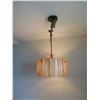 Image 2 : Ceiling Lamp, Acrylic Cylinder w/ Bamboo-Like Design & Cord 23"Dia,12"H