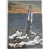 Image 2 : Wood Framed Block Print - 'Headstand' Signed by Artist Bennett 18"x24"