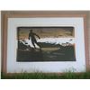 Image 1 : Wood Framed Block Print - 'Last Wave II' Surfer, Signed by Artist Bennett 18"x24"