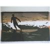 Image 2 : Wood Framed Block Print - 'Last Wave II' Surfer, Signed by Artist Bennett 18"x24"