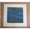 Image 1 : Wood Framed Swimmer Abstract Art 20"x20"