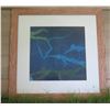 Image 1 : Wood Framed Swimmer Abstract Art 20"x20"