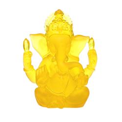 Hindu Crystal Resin Ganesh Buttercup Yellow Temple Piece (CLB-422)