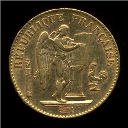 1898A France Angel Gold 20 Franc Hi Grade Coin  (COI-740)