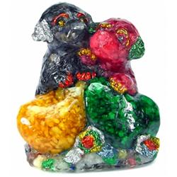 1,400ct. Dog Figurine Statue Fancy Sapphire & Topaz RETAIL $1850 (GEM-3022)