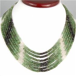 485ct. 7 Row AAA Color Graded Untreated Natural S. American Emerald Necklace 19" RETAIL $45000 (JEW-