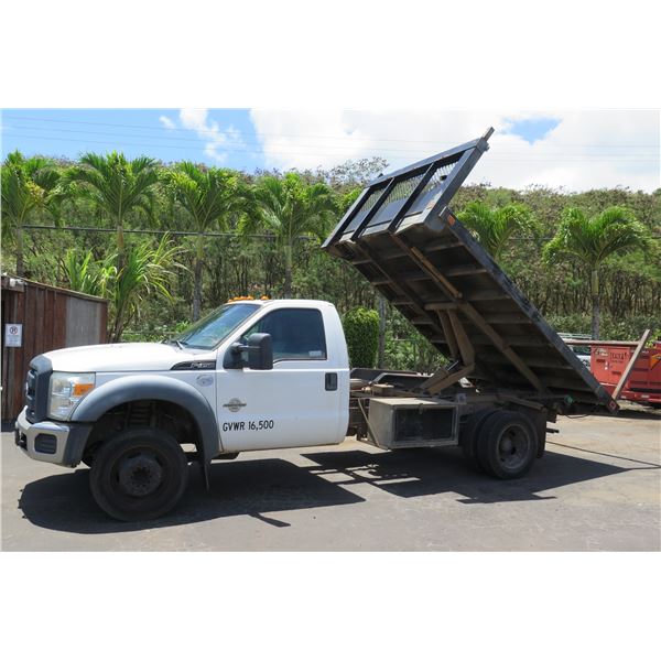 2013 Ford F450 Flatbed Dump Truck, Lic. 935TTP (Runs & Dumps - See Video)