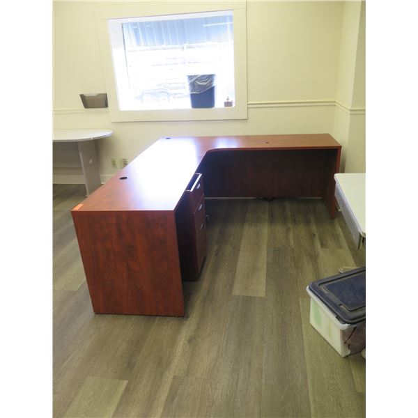 Wooden Desk Ensemble, L Configuration