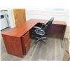 Image 1 : Wooden Desk Ensemble w/ Office Chair, L Configuration