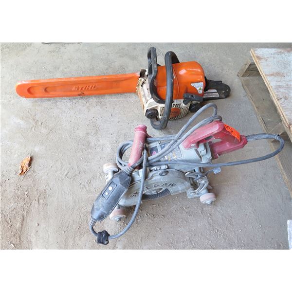 SkilSaw Concrete Saw SPT79 & Stihl Rollomatic E Mini Chain Saw