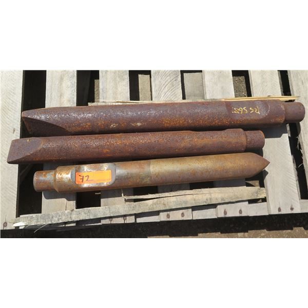 Qty 3 Metal Hydraulic Tamper Chisel Head Bits RS568 etc 22-15"L