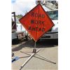 Image 1 : MDI Worldwide 'Road Work Ahead' Safety Sign on Folding Pole Base