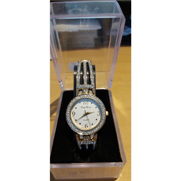 Pieve Nicol gold tone & faux diamond Art Deco watch - EUC