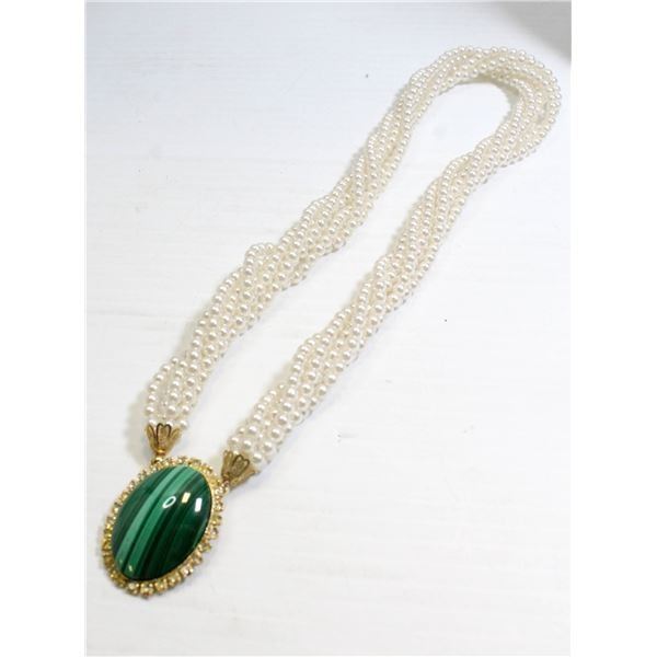 Multi Strand 18" Pearl Necklace with Birthstones