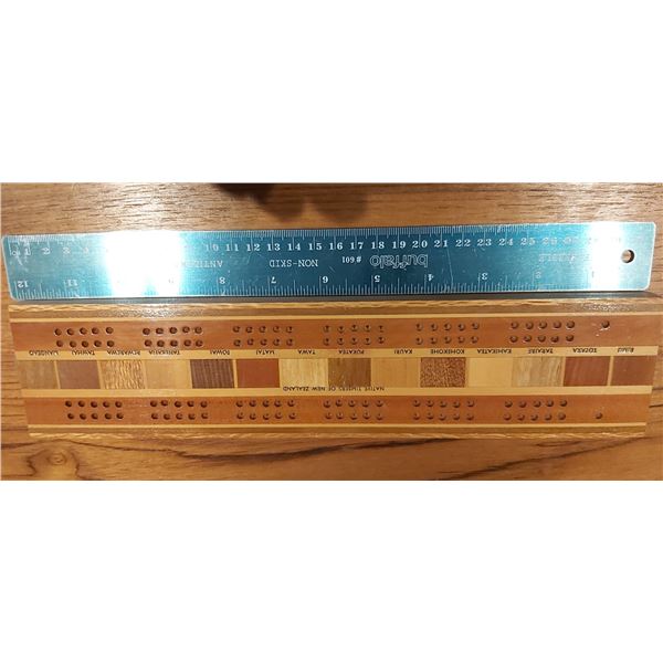 Hand Carved New Zealand Crib Board & Deck of Cards