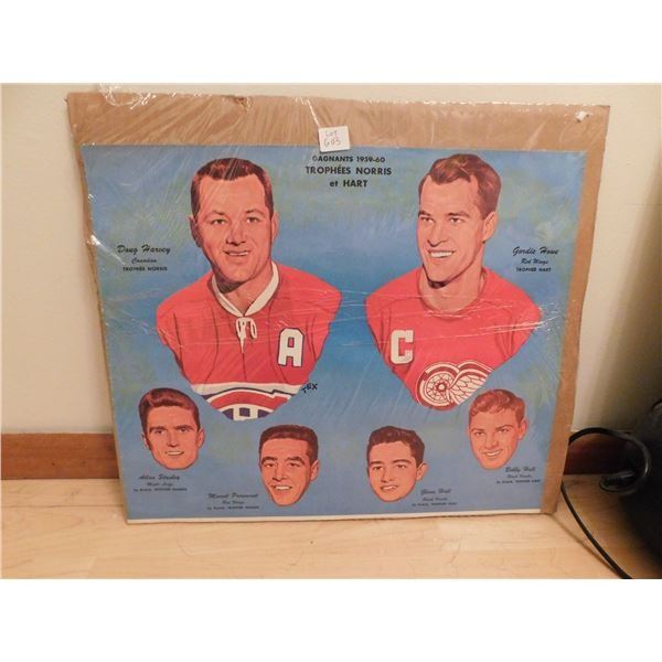 1959-60 Doug Harvey & Gordie Howe Posters - Winning Hart & Norris Trophies - 14x17