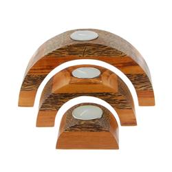 Sugar Palm & Teak Candle Set (DEC-136)