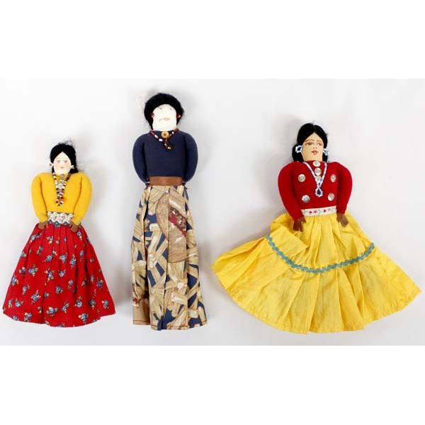 3 Handmade Navajo Cloth Dolls