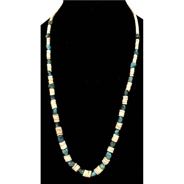 Hand Beaded Turquoise and Lip Shell Necklace