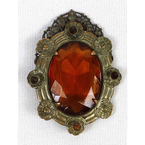 Antique Brass & Faceted Glass Pendant