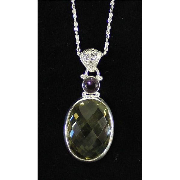 Sterling Lemon Topaz & Amethyst Pendant Necklace