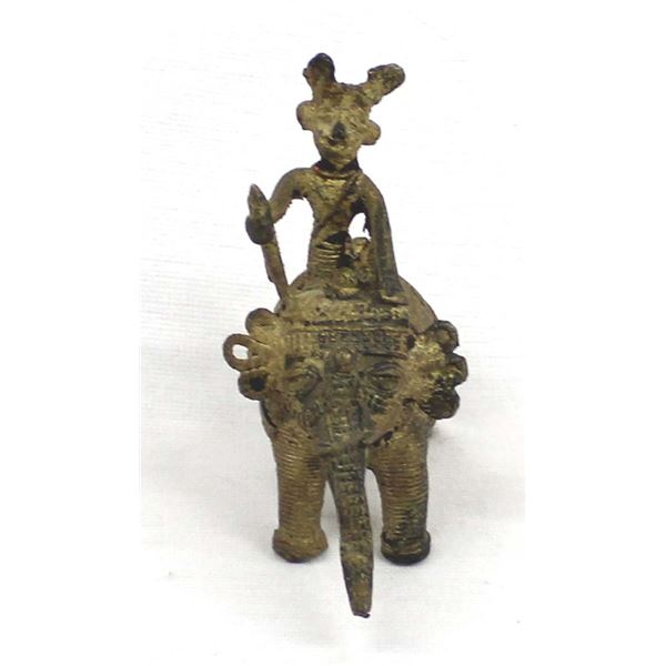 Vintage East India Dokra Brass Elephant & Rider