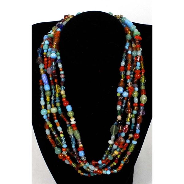 Hand Beaded 5 Strand Necklace by Kills Thunder
