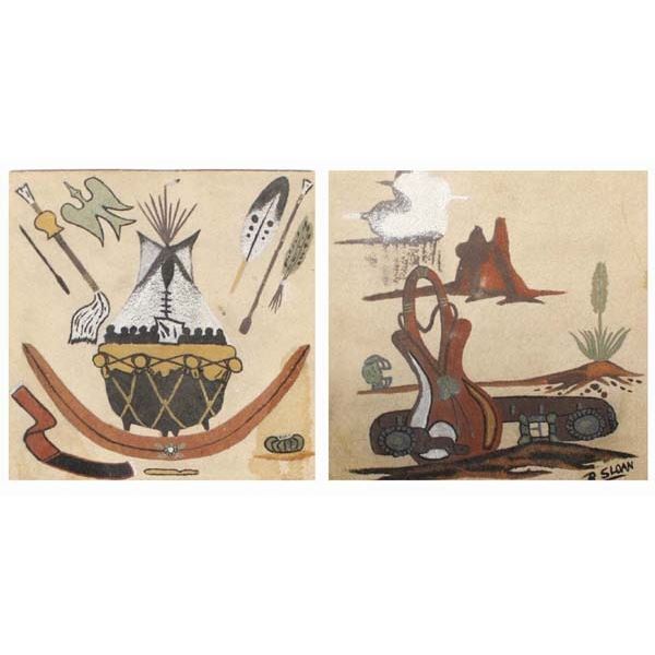 2 Native American Sand Paintings 1 by Sloan