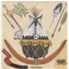 Image 3 : 2 Native American Sand Paintings 1 by Sloan