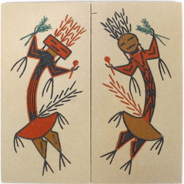 2 Native American Dancer Sand Paintings