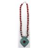 Image 1 : Red Necklace with Turquoise Colored Pendant