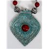 Image 2 : Red Necklace with Turquoise Colored Pendant