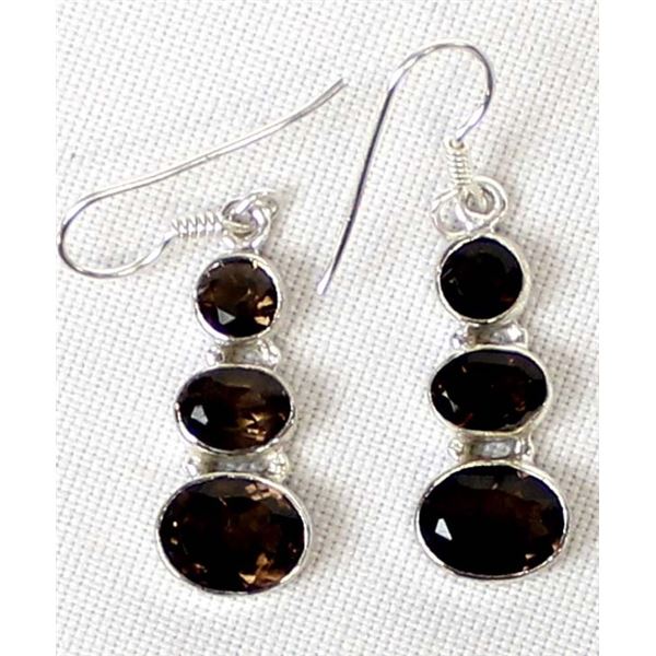 Sterling Silver and Smokey Topaz Earrings