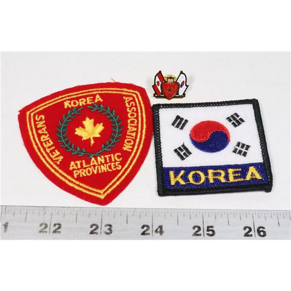 #225 LOT OF 3 CANADA KOREA WAR PIN AND PATCHES