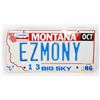 Image 1 : #605 MONTANA 1986 EZMONY VANITY PLATE RARE