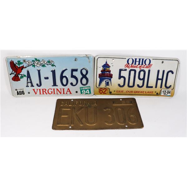 LOT OF 3 LICENSE PLATE