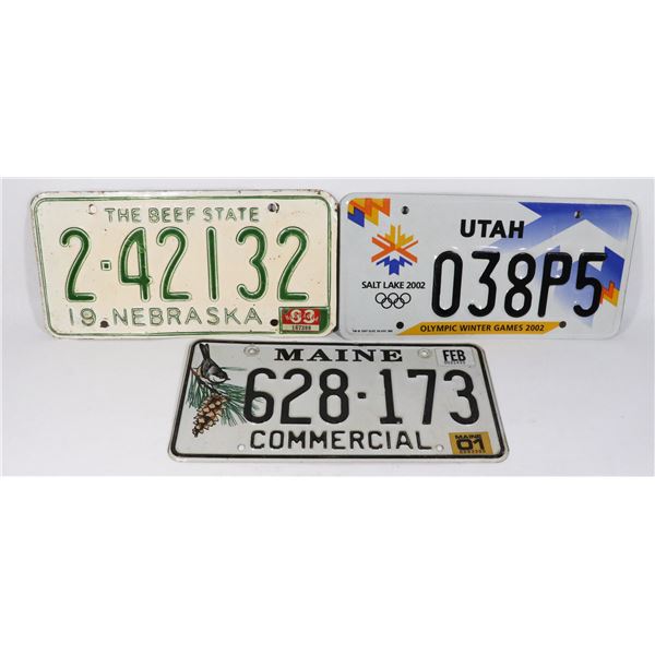 LOT OF 3 LICENSE PLATE
