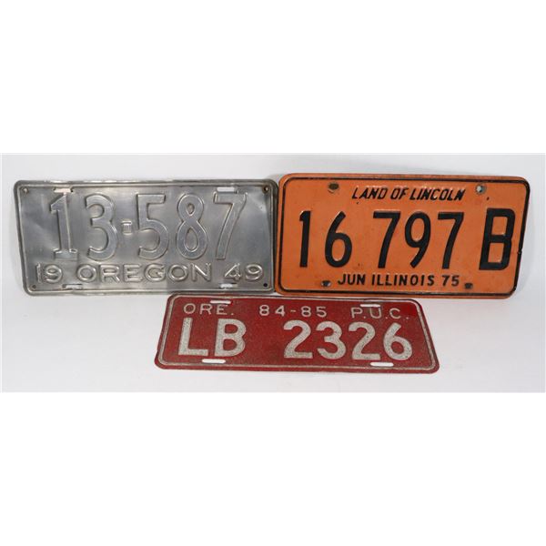 LOT OF 3 LICENSE PLATE