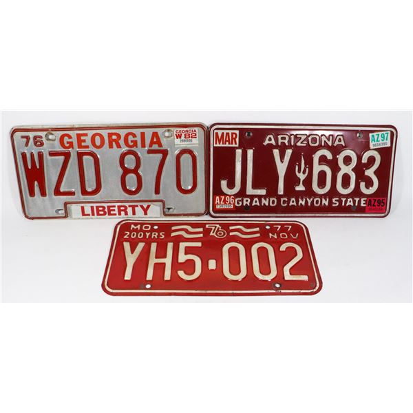 LOT OF 3 LICENSE PLATE