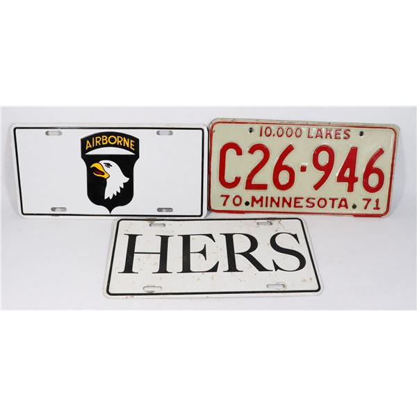 LOT OF 3 LICENSE PLATE