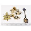 Image 1 : LOT OF CANADIAN ARMY CAP BADGES & NAVY SPOON