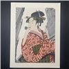Image 1 : Michael Knigin's "Woman Playing a Poppin After Utamaro" Limited Edition Print
