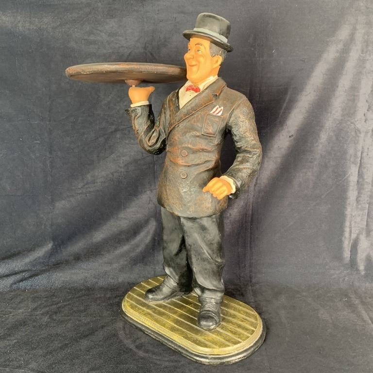 Laurel and Hardy Butler Serving Platter Vintage Statue