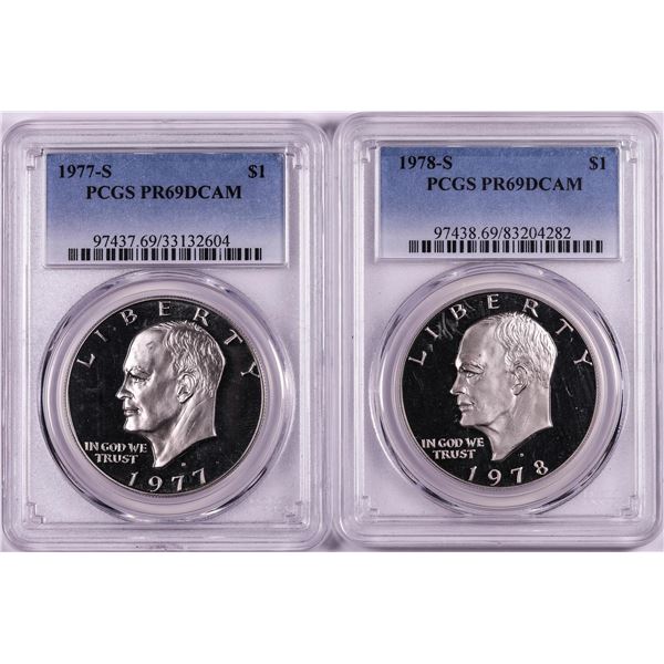 Lot of 1977-S & 1978-S $1 Proof Eisenhower Dollar Coins PCGS PR69DCAM