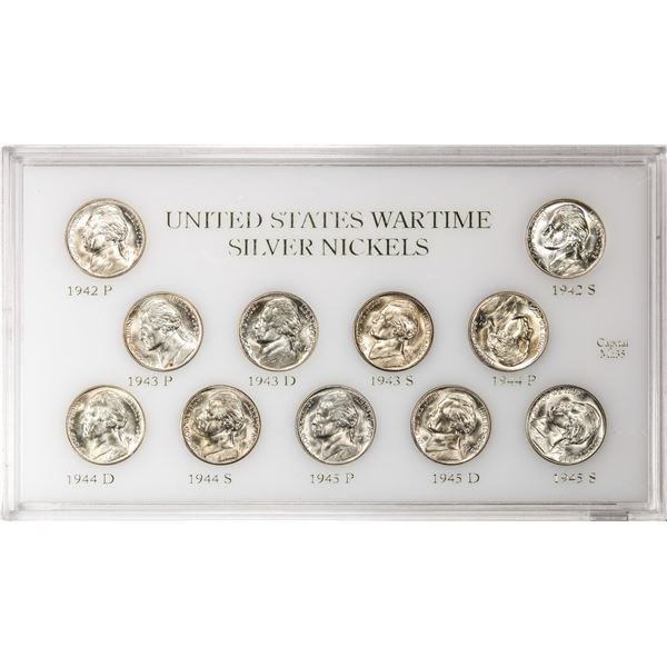 1942-1945 United States Wartime Silver Nickel Coin Set in Capital Plastic Holder