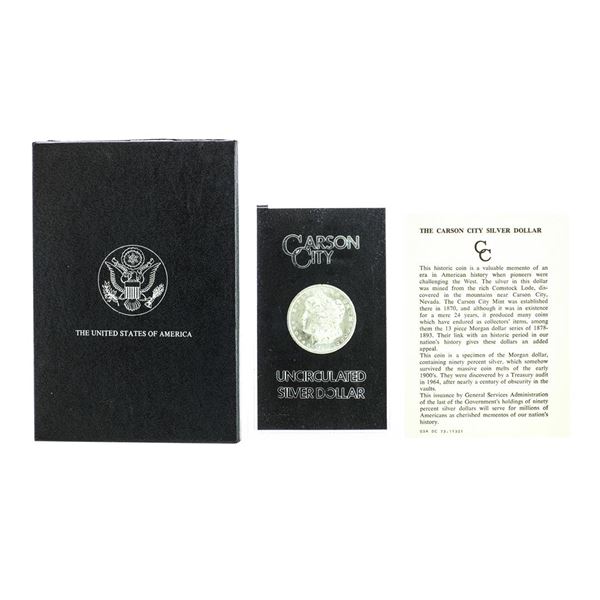 1880-CC $1 Morgan Silver Dollar Coin GSA Hoard Uncirculated w/Box & COA