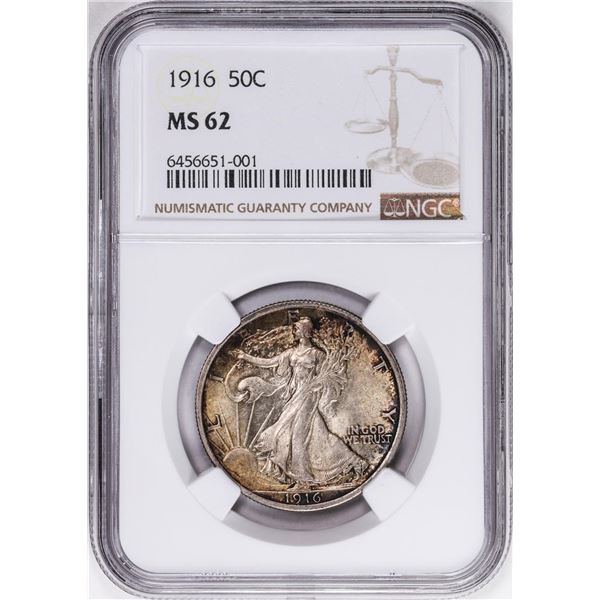 1916 Walking Liberty Half Dollar Coin NGC MS62