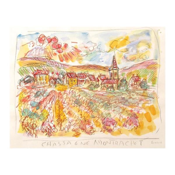Ensrud "Chassange-Montrachet, Burgundy" Original Mixed Media On Paper